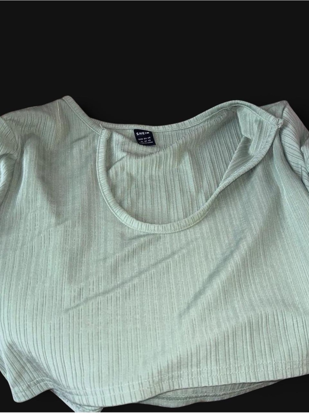 SHEIN Ribbed Scoop Crop Top in Mint Green